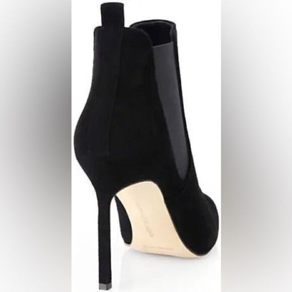 Manolo Blahnik Linuspla 105 Suade Pointy Ankle Boots Size Eu 39 - Picture 2 of 12